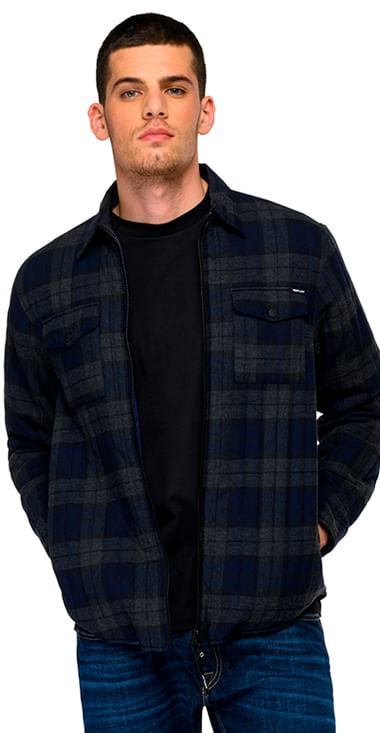 Camisa-Para-Hombre-Checked-Light-Cotton-Flannel-Replay